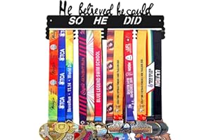 Goutoports Medal Hanger Display Rack - Personalized Award Ribbon Organizer for Sports Race Runner Gymnastics Plaques Hanger for Wall Mount Hold Up 60 Medal for Athlete - Never Give Up