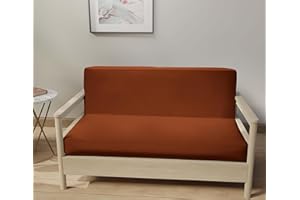 LANE LINEN Futon Covers Full Size, 100% Cotton Slipcovers, Full Size Mattress Cover for Futon Sofa Bed, Foldable Armless Sofa Cover, Zippered Couch Cover - Rust