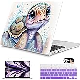 Mektron for 2024 M3 MacBook Air 13.6 Inch A3113 Case Fits 2022 2023 A2681 M2 Chip with Liquid Retina Display Touch ID, Printed Plastic Hard Shell Cover for MacBook Air 13.6", Cute Turtle