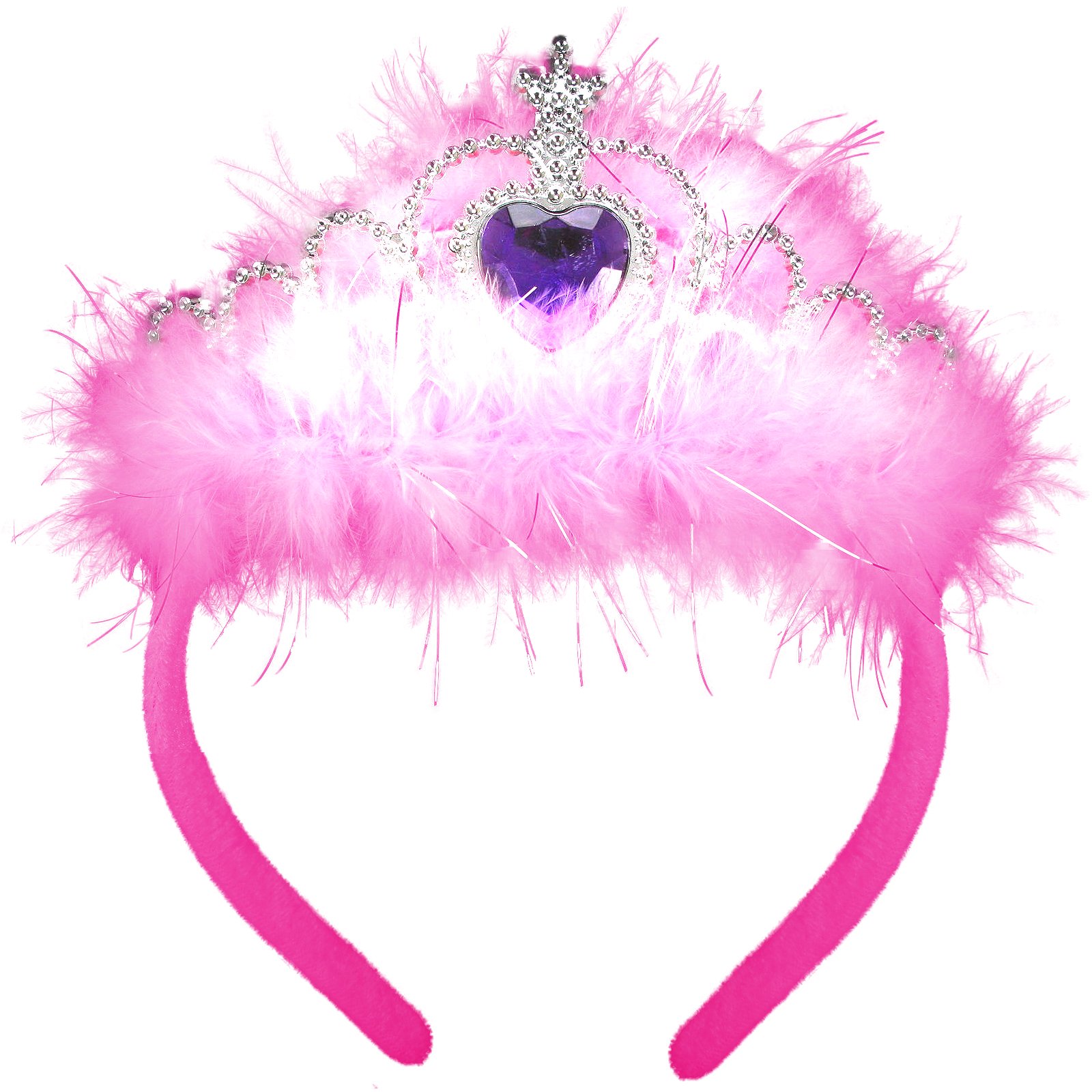 The Glow Company Light Up Flashing Pink Fluffy Tiara (1 Pack)