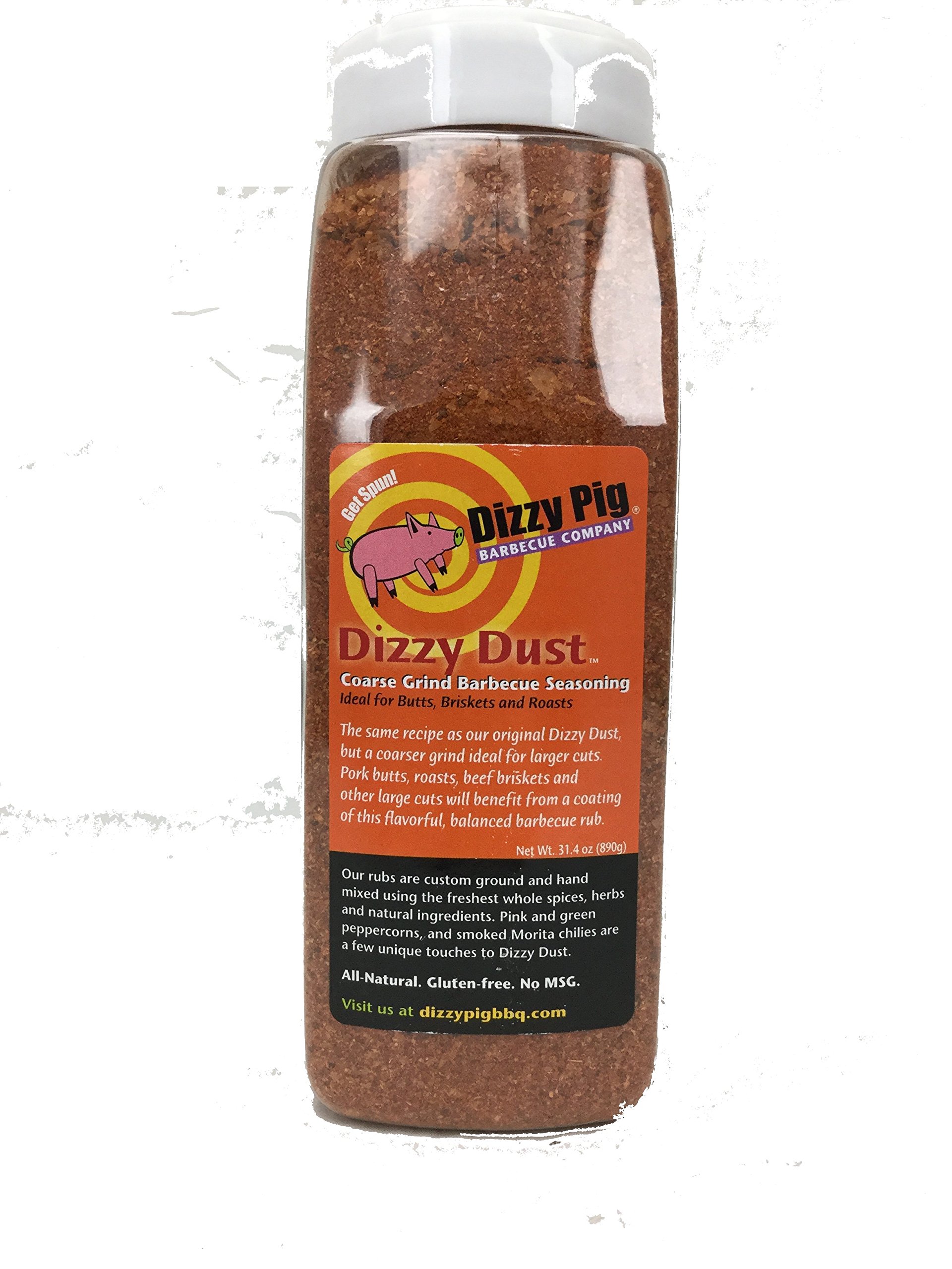 Dizzy Pig Coarse Grind Dizzy Dust All-Purpose Barbecue Seasoning Rub (Quart Shaker) - Seasons Around 120lbs of Food - Hand Made in the USA - MSG Free, Gluten Free