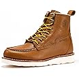 ROCKROOSTER Trinidad 6" Wedge Boots for Men, Soft Moc Toe Lightweight Brown Heritage Work Boots VAP2306