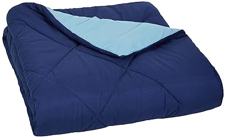AmazonBasics Wende-Steppdecke, Mikrofaser, Marineblau/Blau, 155X220cm
