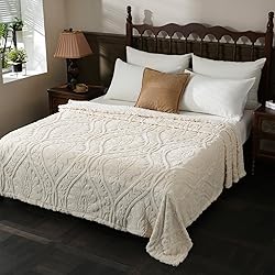 PU MEI White Fleece Throw Blanket for Couch Sofa