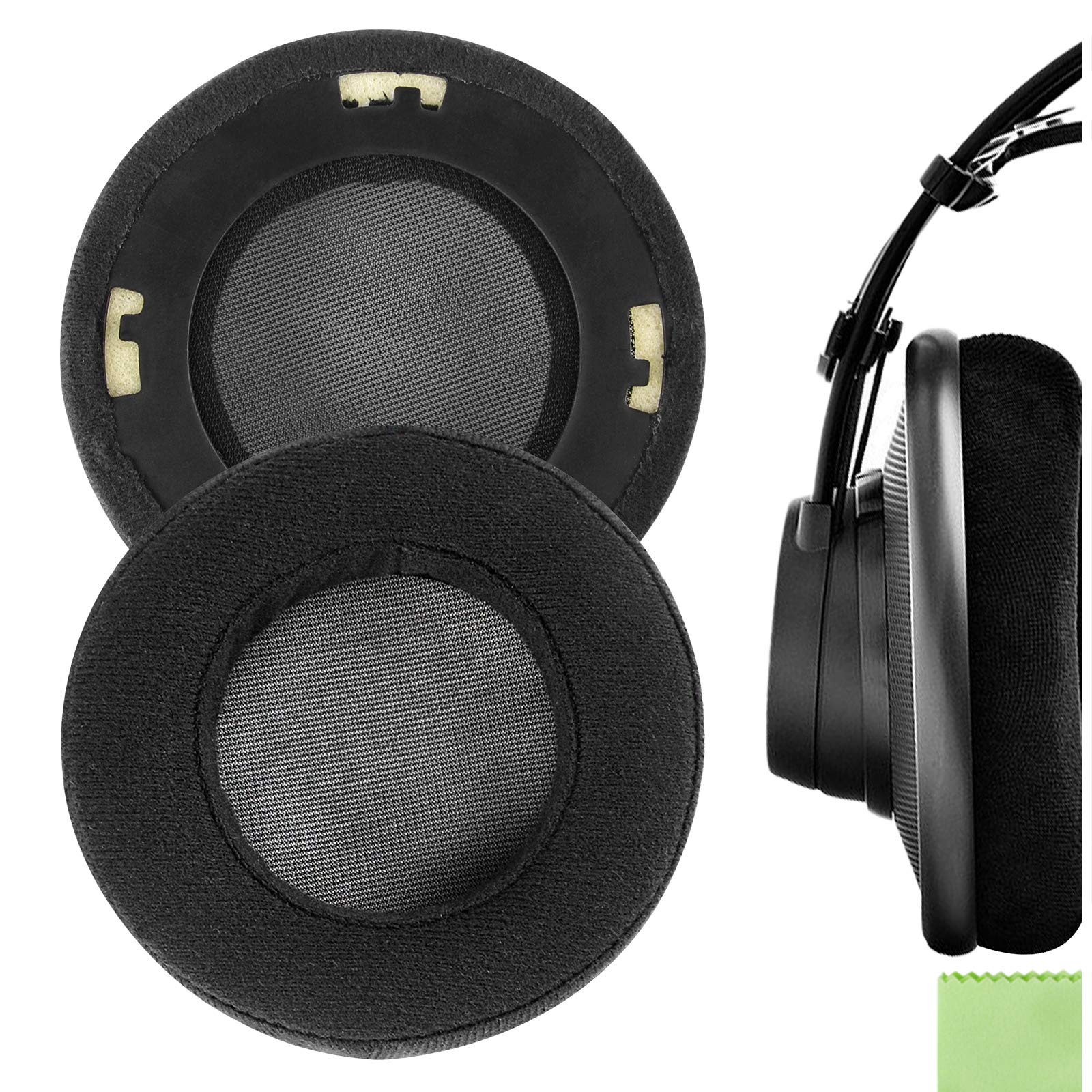 Geekria Comfort Velour Replacement Ear Pads Compatible with AKG K701, K702, Q701, Q702, K601, K612, K712, K400, K500 Headphones, Ear Cushions (Black)