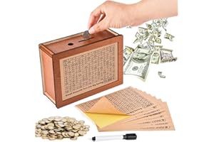 AOKELY Cash Vault Wooden Money Saving Box, Cash Saving Box for 200 1000 2000 3000 5000 10000 Money Saving Challenge,Boy Girl Child Adult Wooden Piggy Bank Box with Counter