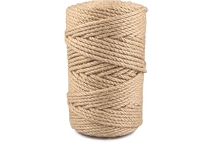 Jute Twine 5 mmx109 Yard 3 Strand, Munzong Natural Handmade 3 Twisted Burlap Twine String for Crafts, Garden Hemp Rope for DIY Knitting Plant Hanger Gift Wrapping Bundling Packing Gardening Decor 100m