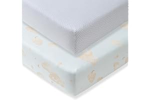 Burt's Bees Baby Essential Organic Cotton Fitted Crib Sheet, Breathable for Boy Girl Standard Crib & Toddler Mattresses