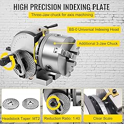 Vevor 5Inch 3 Jaw Chuck Dividing Head Set Precision