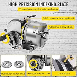 Vevor Dividing Head BS-0 5Inch 3 Jaw Chuck Dividing