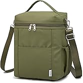 NOL Natural Organic Lifestyle Insulated Lunch Bags for Women Cooler Bag Lightweight Nylon Waterproof Lunch Box For Work (Amy green, Large)