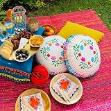 Talking Tables Red Boho Outdoor Rug 120x180cm Waterproof Plastic Mat view 3