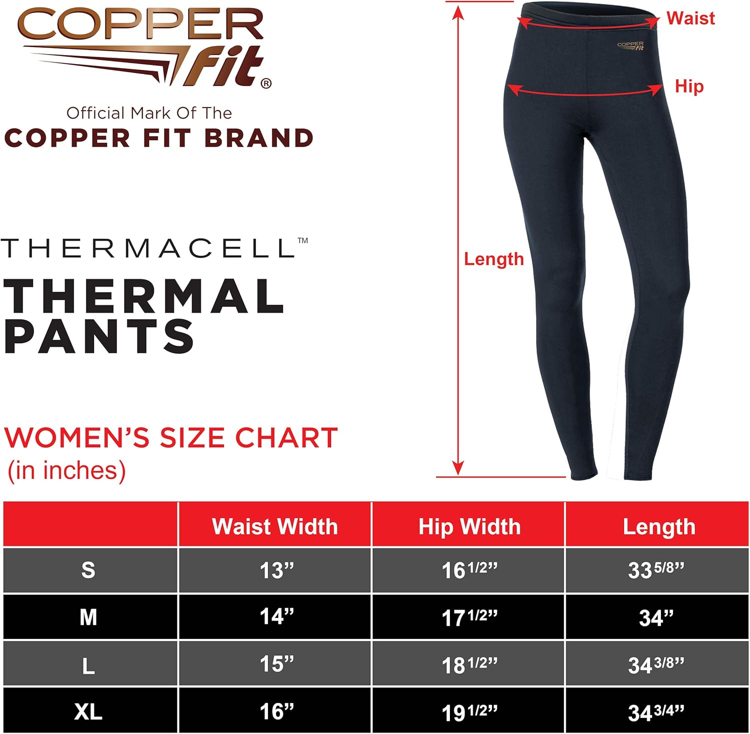 Copper Fit Women's Copper Infused Thermal Pant Base Layer at  Women’s Clothing store