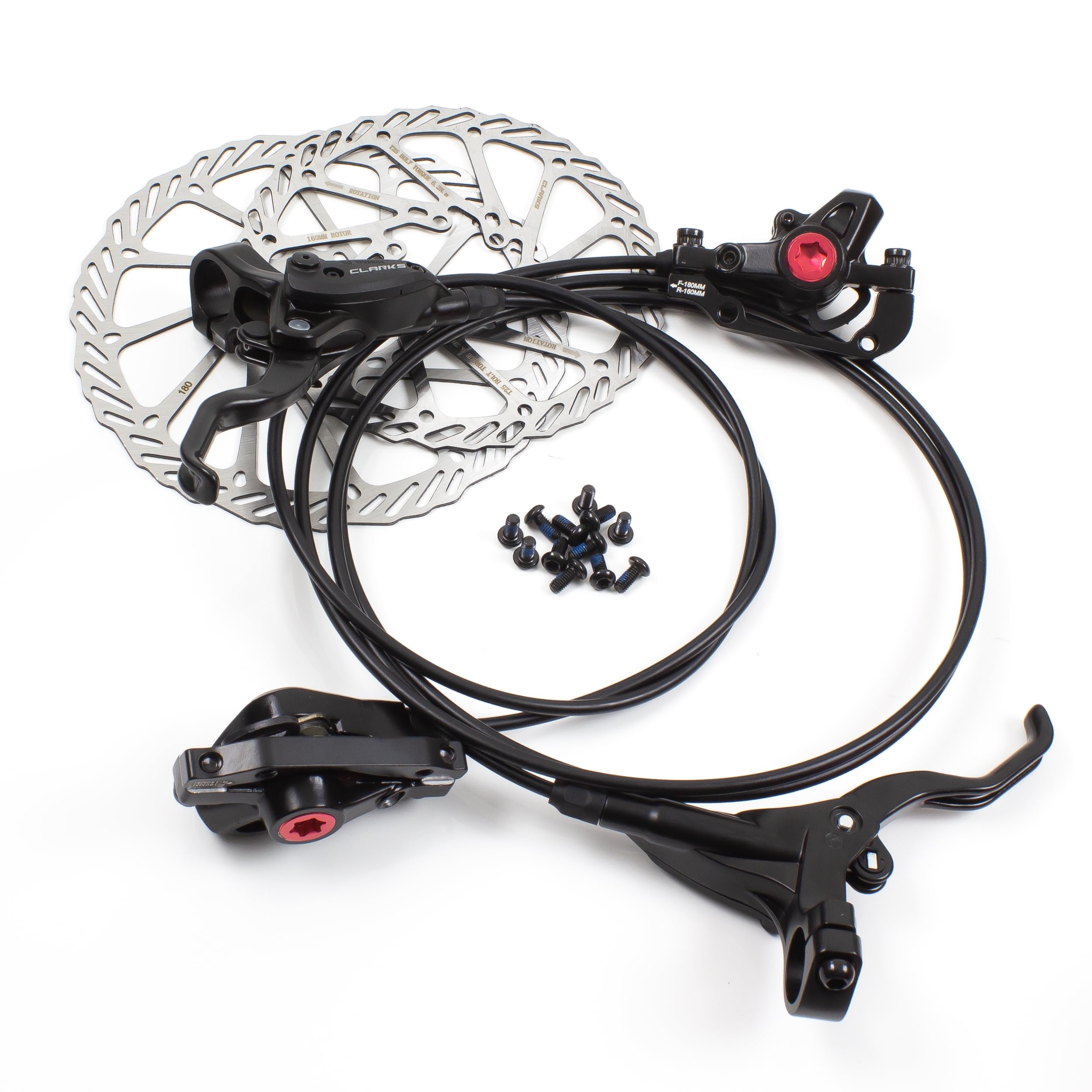 Clarks M2 Hydraulic Brake Set, Black, 180 mm Front and 160 mm Rear Rotor