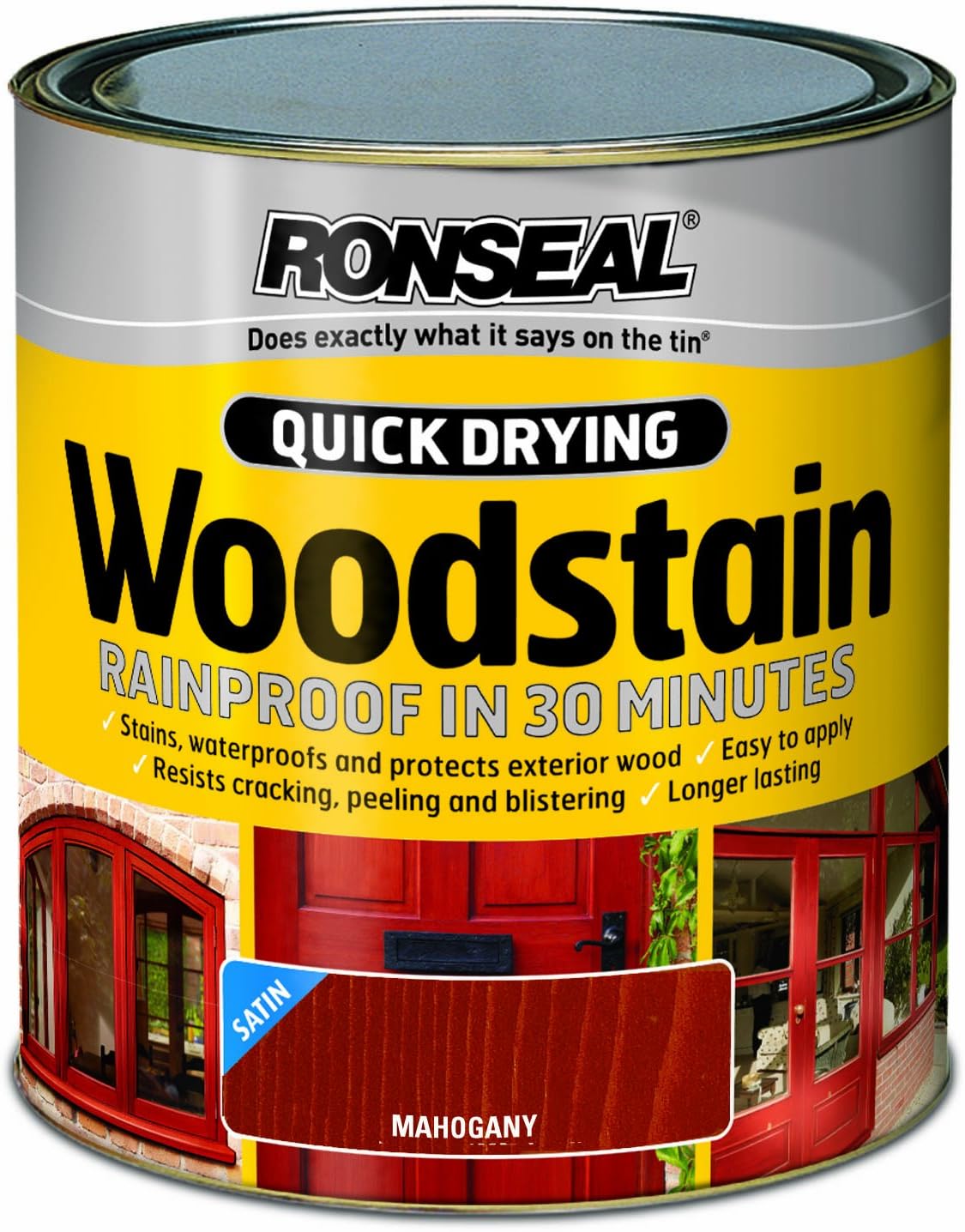 Ronseal QDWSM250 250ml Woodstain Quick Dry Satin - Mahogany