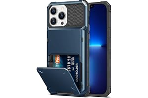 TITACUTE for iPhone 13 Pro Max Case Wallet 5 Credit Card Holder Flip Cover Design ID Slot Back Pocket Dual Layer Anti-Scratch Hard Shell Protective Bumper for iPhone 13 Pro Max 6.7 Navy Blue