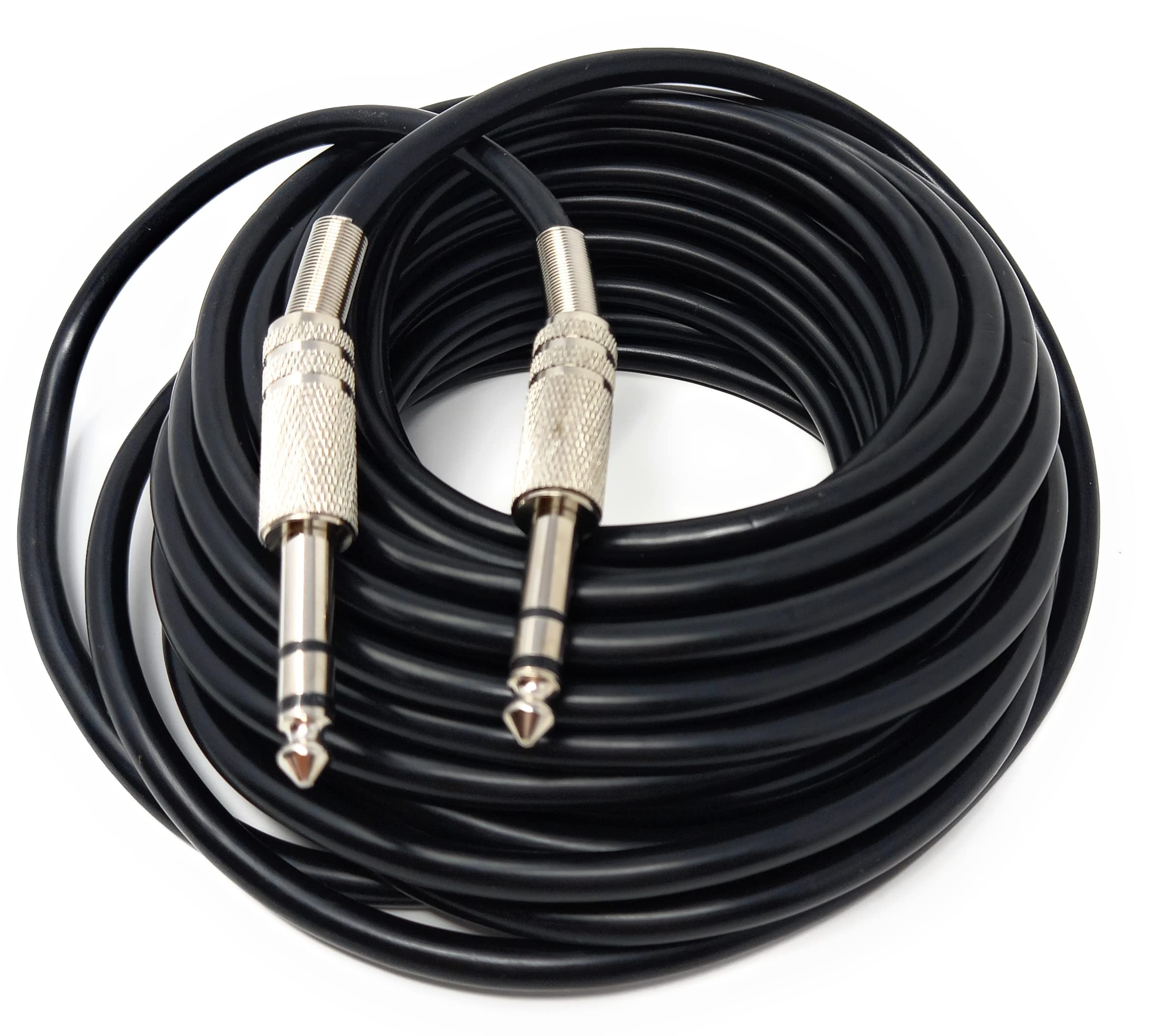 DRUT 10m 6.35mm Male to 6.35mm Male Stereo Audio Cable, 1/4" TRS Connectors For Professional Music Instruments & Home Audio 33ft Black Nickel Connectors