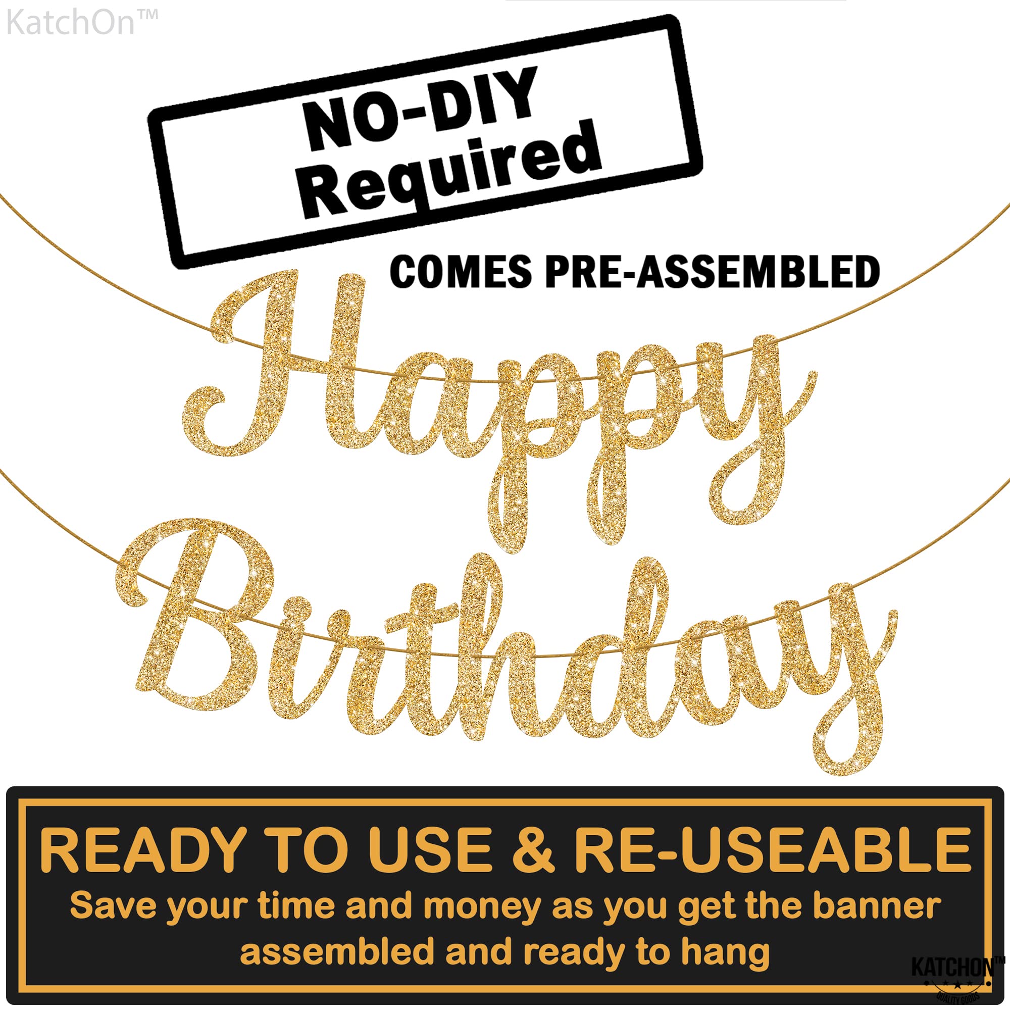30th Birthday Banner Pre-Strung Happy - NO DIY - Gold Glitter 30th Rose  Gold Birthday Banner, image size:2000x2000
