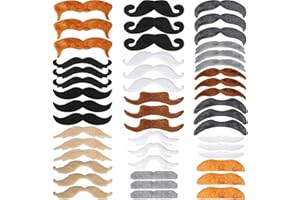 WILLBOND 48 Pieces Fake Mustaches, Self Adhesive Novelty Moustaches Fiesta Masquerade Party Supplies Halloween Costume