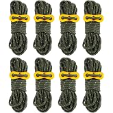 Smithok 8 Pack 4mm Guy Lines Ultralight Tent Cords with Aluminum Adjuster Tensioner Outdoor Camping Guylines Ropes for Tent Tarp,Hiking Backpacking (Army-Green)