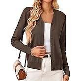 GRACE KARIN Women's Long Sleeve Button Down Vee Neck Classic Sweater Knit Cardigan