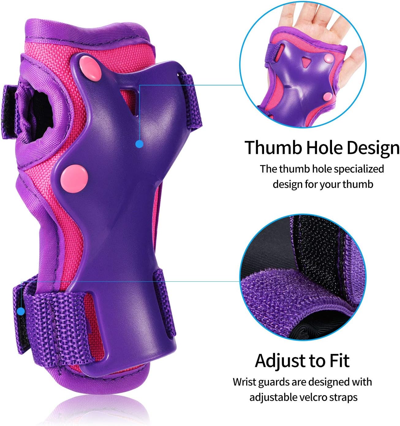 Kids Knee Pads Elbow Pads Guards Protective Gear Set for Skates Skateboard Rollerblade Roller Cycling Bike Inline Scooter Riding, Toddler Wrist Guards for Sports Purple : Sports & Outdoors