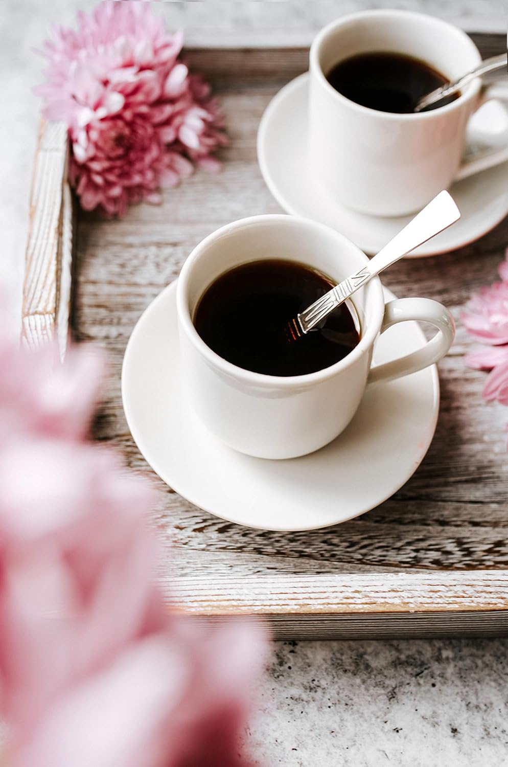  | Rustic Wooden Serving Trays with Handle - Set of 3 - Large, Medium and Small - Nesting Multipurpose Trays - for Breakfast, Coffee Table/Butler & More - Light & Sturdy Paulownia Wood - Rustic White: Serving Trays