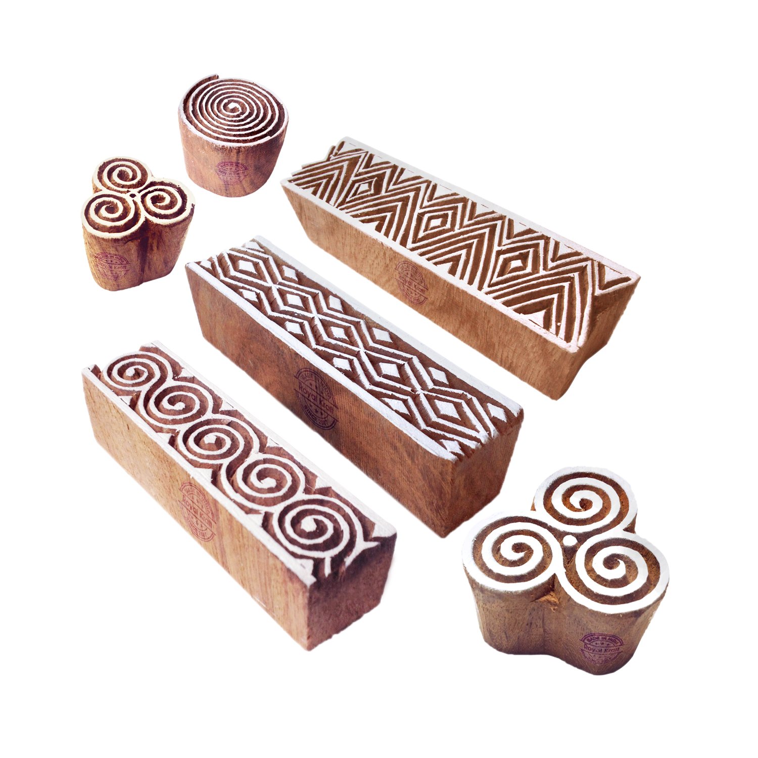 Mehndi Wood Blocks Innovative Border Swirl Shape