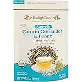 DelighTeas Organic Digest & Detox CCF Tea | Ayurvedic Cumin, Coriander, Fennel Loose Leaf Tea for Digestion, Detox Cleanse | USDA Organic, Non-GMO, Caffeine Free, Sugar Free | 60 Servings, 5 oz.