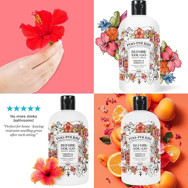 POO-POURRI BEFORE-YOU-GO TOILET SPRAY 16-OUNCE REFILL BOTTLE, TROPICAL HIBISCUS