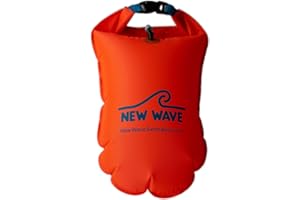 New Wave Swim Buoy for Open Water Swimmers and Triathletes - Light and Visible Float for Safe Training and Racing - Nylon TPU
