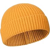 choshion 50% Wool Warm Cuffed Swag Knit Short Fisherman Beanie for Men Women Winter Hats Trawler Skull Cap
