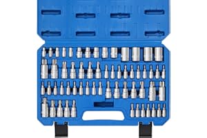 CASOMAN Master Torx Bit Socket and External Torx Socket Set, 60-Piece Set, S2 and Cr-V Steel，E4-E24, T6-T70,TT6-TT70,TP8-TP60