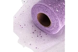 ABLEME DECO Glitter Tulle Fabric Rolls 6 Inch 50 Yards (150FT) Sequin Sparkling Ribbon Spool Netting for Wedding, Tutu Skirt, Gift Wrapping, Party Decoration (Lavender)