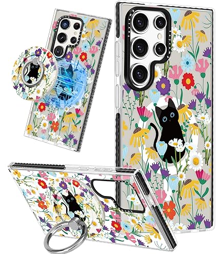 Amazon.com: for Galaxy S24 Ultra Case with Ring Stand Flower