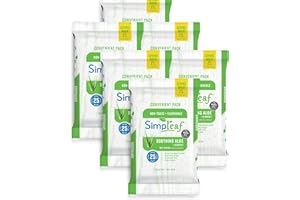 Simpleaf Flushable Wet Wipes Aloe Vera| Eco-Friendly, Paraben & Alcohol Free | Hypoallergenic & Safe for Sensitive Skin | Soothing Aloe Formula | (6 x 25 Counts Convenient Pack) 150 Counts Total