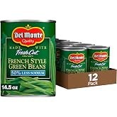 Del Monte Canned Fresh Cut French Style Green Beans with 50% Less Sodium, 14.5 Ounce (Pack of 12)