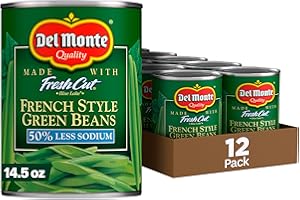Del Monte Canned Fresh Cut French Style Green Beans with 50% Less Sodium, 14.5 Ounce (Pack of 12)