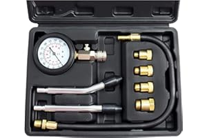 JIFETOR Compression Tester Kit, Engine Cylinder Test Tool 8PCS Set with Pressure Gauge Adapters, Testing Small Gas Petrol Engine on Automotive Motorcycle Auto Outboard Snowmobile ATV Aircraft Chainsaw