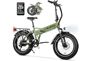 LIKEBIKE Cityfun Folding Electric Bike Adults,500W Motor (Peak 720W) Ebike with 20" x 4.0" Fat Tire,48V 10.4Ah Removable Battery Hidden,Electric Mountain Bike,UL 2849 Certified,Commuting E-Bike,7-Speed