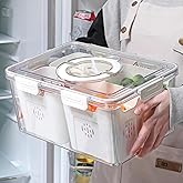 Taiuloo Airtight Fruit Storage Containers for Fridge with Lid & Handle, BPA-Free Snack Box Container with 4 Removable Colanders, Berry Vegetable Fresh Produce Saver, Clear Refrigerator Organizer Bins