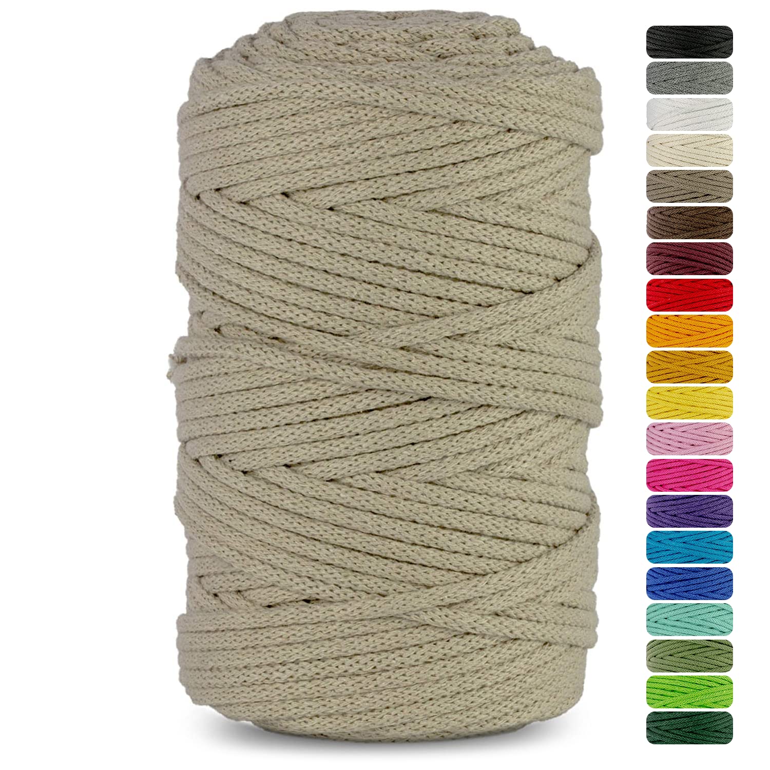 Netuno 1x Macrame Cord Braided Macramé Yarn Light Beige 5 mm x 100 m 0,2 inch x 3 937 inch Natural Twine String Cotton Cord Ideal Project Hanging Baskets DIY Handbags Decoration