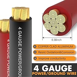 Jeemiter 4 Gauge Wire Copper Clad Aluminum