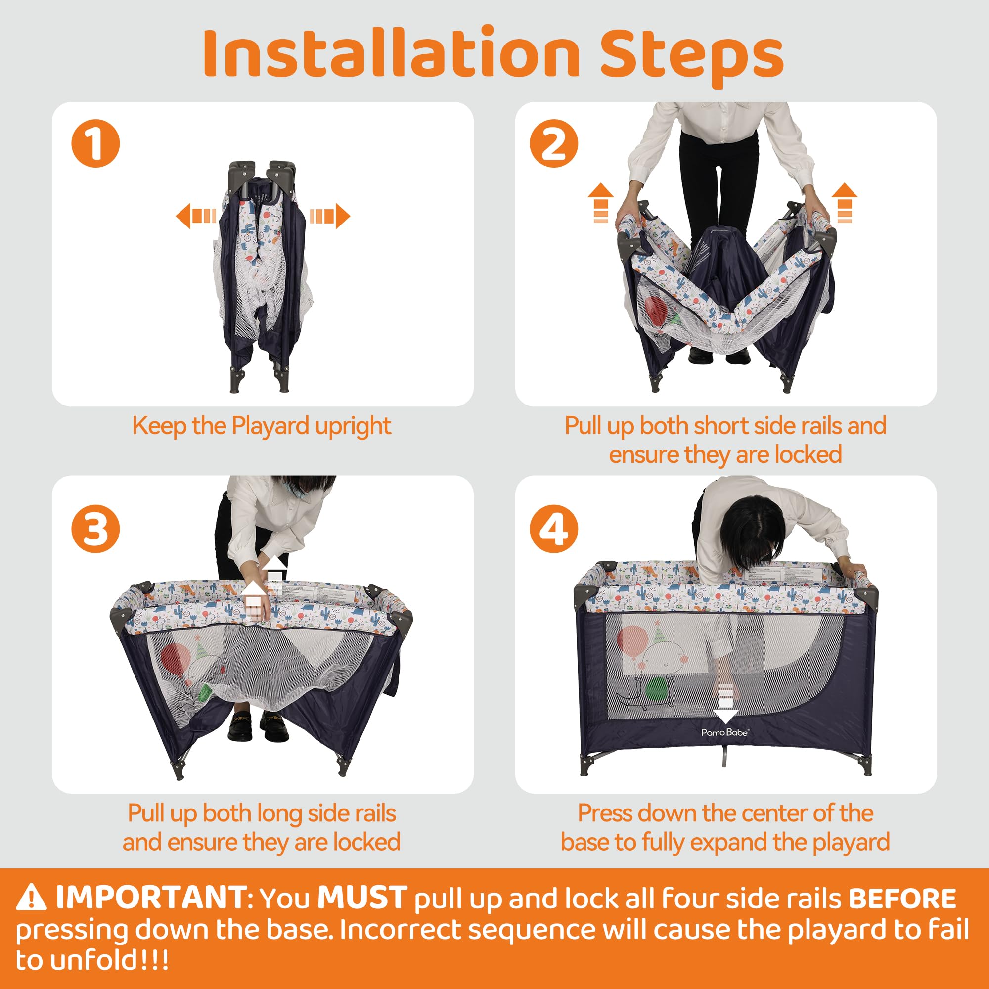 Pamo Babe Travel Foldable Portable Bassinet Baby Infant Comfortable Play Yard Crib Cot with Soft Mattress Breathable Mesh Walls, and Carry Bag Blue