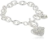 GUESS Women's Silvertone Chain Toggle Dangle Heart
