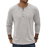 COOFANDY Men's Henley T-Shirt Long Sleeve Casual Lightweight Pullover Shirts Soft Stretch Basic Tees Fall Tops