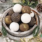12 Pcs Textured Christmas Ball Ornaments 2.36 Inch Vintage Xmas Hanging Ornaments Earth Toned Farmhouse Balls for Xmas Tree Wreath Garland Holiday Decoration