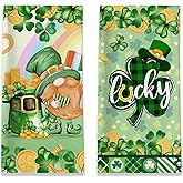 St Patricks Day Kitchen Towels, St Patricks Day Towels Set of 2, St Patrick's Day Dish Hand Tea Towels for Bathroom with Leprechaun Gnomes Shamrocks Lucky Gifts Decorations for Home (18x28 Inches)