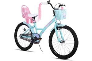 KEANO Zinnia 14 16 20 Inch Kids Bike for Girls Ages 3-10 Years, Girls' Bikes with Training Wheels, Streamers, Basket and Doll Seat, Children Bicycles