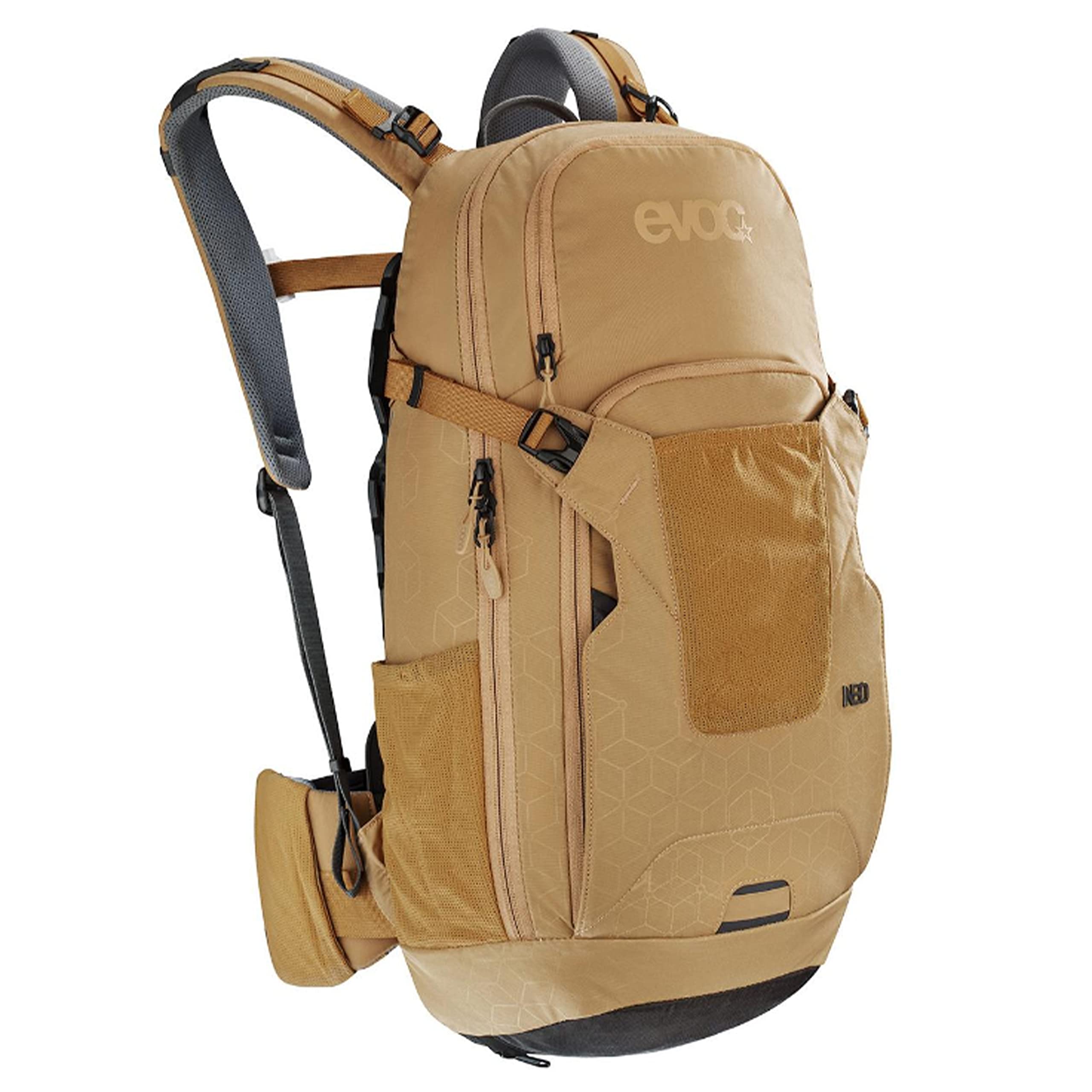 EVOC NEO 16l Protector Backpack, Bike back pack for downhill & trails (Size: S/M, TÜV/GS certified AIRSHIELD protector technology, 360° ventilation, incl. rain cover), Carbon Grey